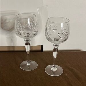 😄Vintage Pinwheel crystal wine glasses long stem (2)